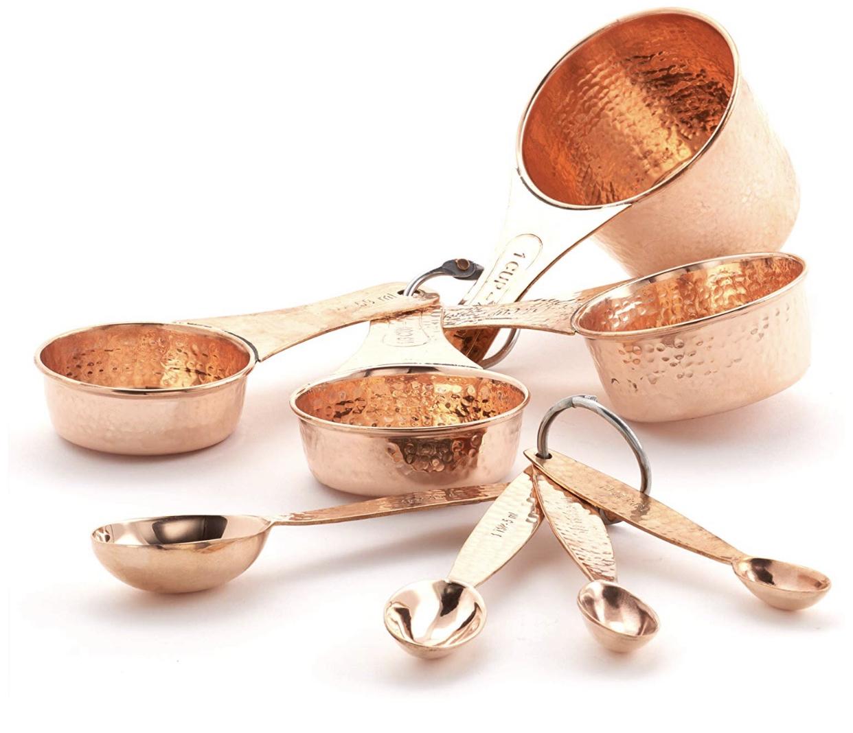 Old Dutch 771 Solid Copper Set of 4 Measuring Cups Spoons, one Size