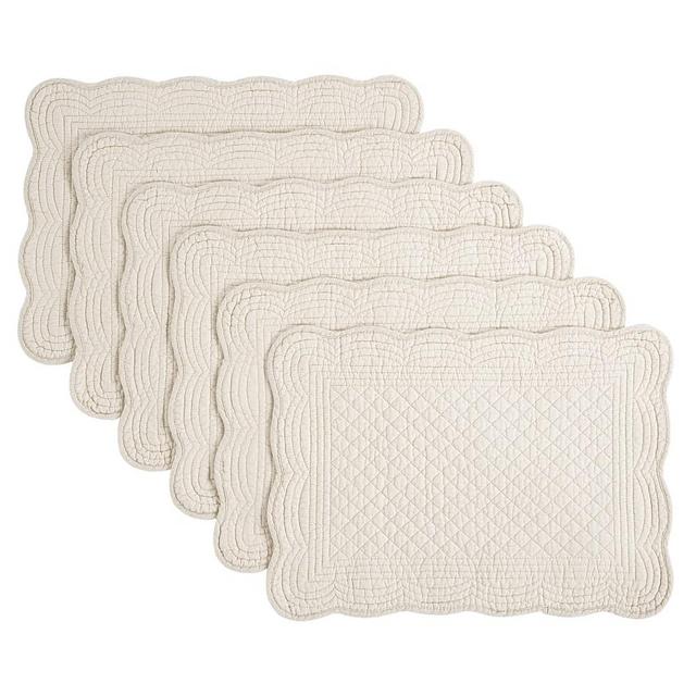 HOMBYS Quilted Placemats Set of 6 Washable-13x18 inches Rectangular Placemats for Kitchen Table-100% Cotton Fabric Rectangular Table Mats-Cotton (18"x13", Flax)