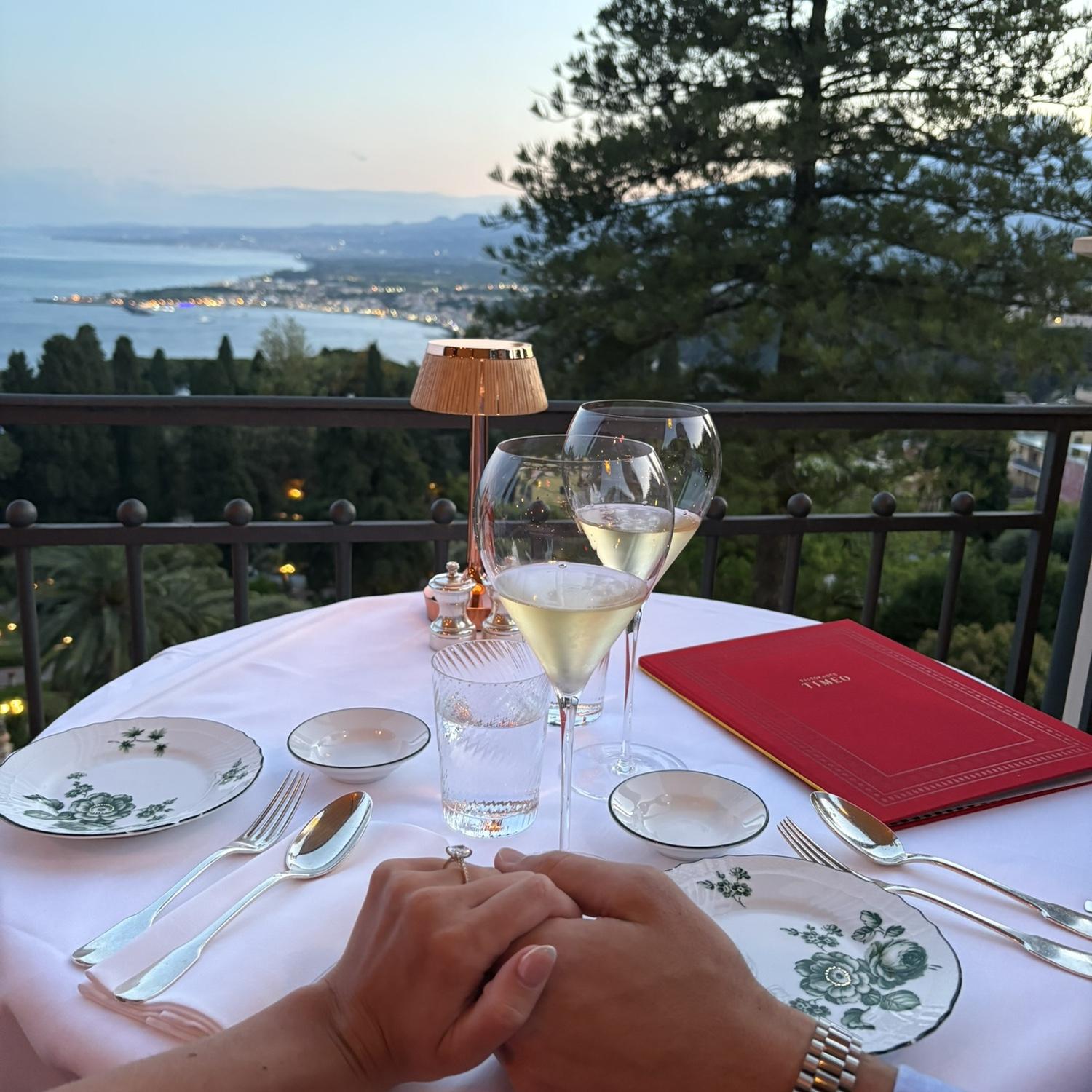 Celebrated our engagement over a dinner overlooking the park we got engaged in