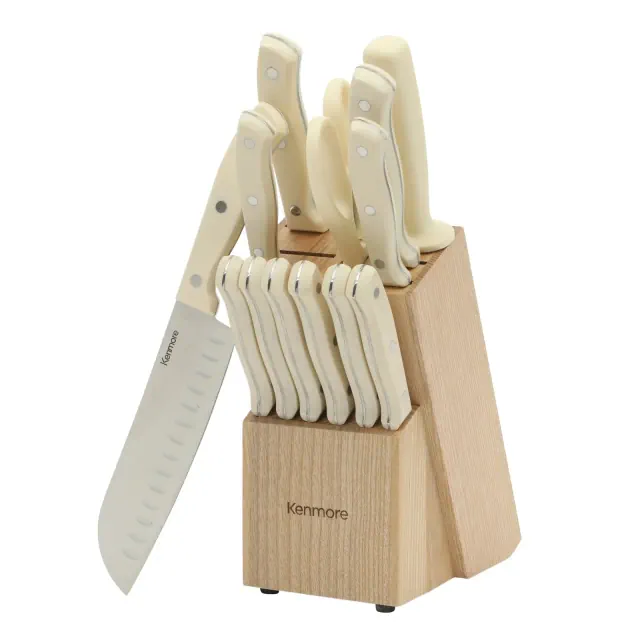 Kenmore Kane 14-Piece Stainless Steel Kitchen Knife Block Set