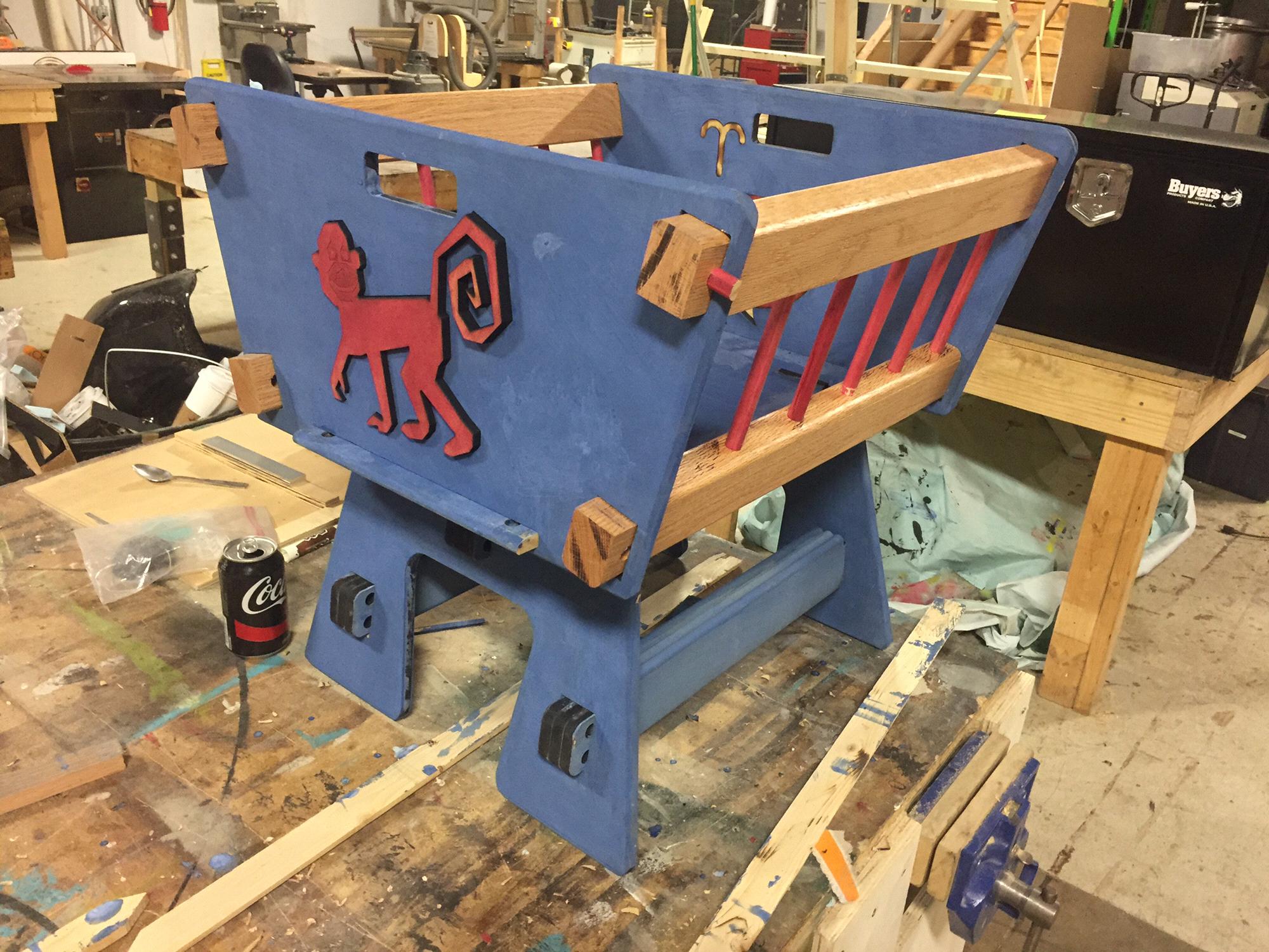 ...Flip's sister-in-law suggested he make nephew Logan a play cradle...