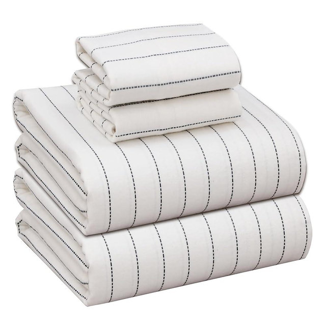 RUVANTI Flannel Sheets Queen Size - 100% Cotton Double Brushed Bed Sheets, Deep Pockets 16 Inches Queen Sheet Set, All Seasons Breathable & Extra Soft - Warm & Cozy, 4 Piece, Running Dots