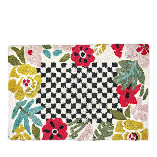 MacKenzie-Childs Flower Checkerboard Bath Rug, 24" x 36"