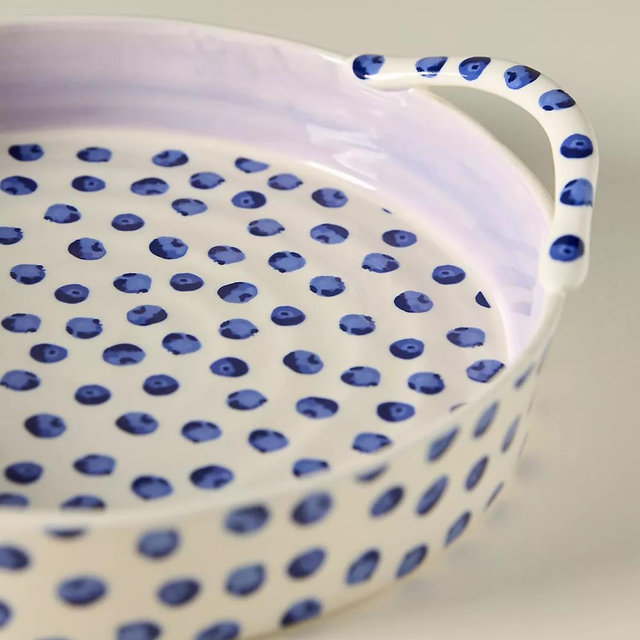 Blueberry Handpainted Stoneware Pie Dish