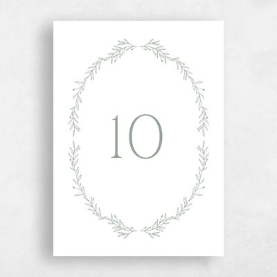 Green Wedding Table Number - Kently