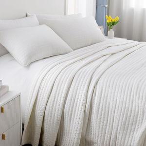 Max Oversized California King Quilt Set – 112"x106"Soft Washed Lightweight Bedspread,Multi-Lock Quilting,Minimalist Nordic Bedding, Spring & Summer Quilt Set (1 Quilt + 2 Pillow Shams), Cream White