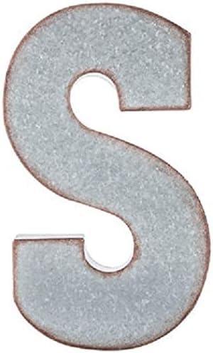 20" Metal Letter "S" Wall Decor, Silver with Rusted Edges, Galvanized Wall Mountable Decoration for Country, Mid-Century, or Farmhouse Themed Room or Event - SciencePurchase