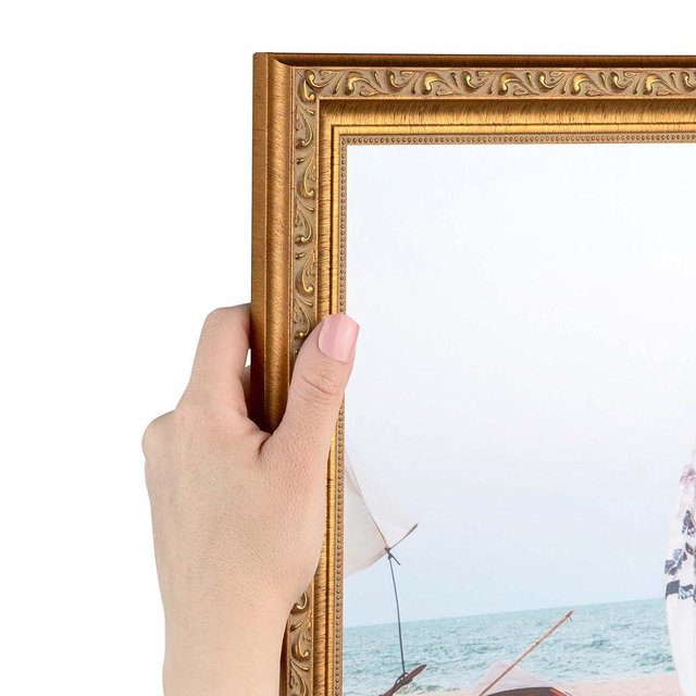 ArtToFrames 30x30 Inch Gold Picture Frame, This 1.40 Inch Custom Wood Poster Frame is Gold with Beads, Great for Your Art or Photos - Comes with Economy Acrylic