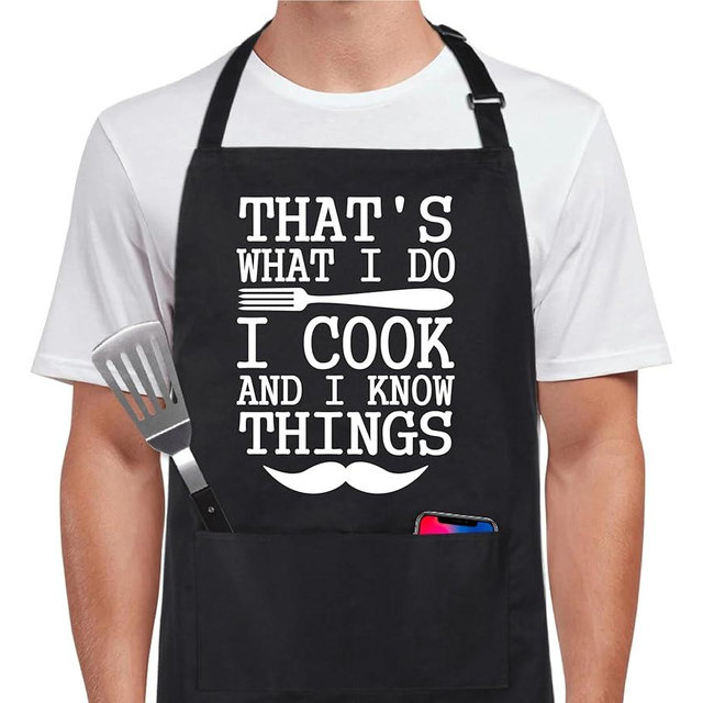 Xornis 100% Cotton Funny Apron for Men Women Adjustable Bib Aprons with 2 Pockets Grill Kitchen Cooking BBQ One Size Fits All