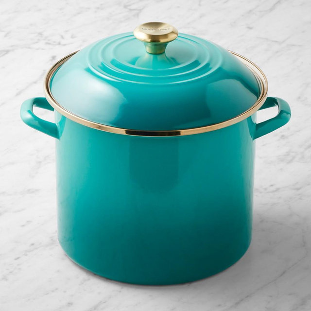 Le Creuset Enameled Steel Stockpot, 12-Qt, Riviera
