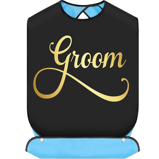BWWKTOP Groom Bibs With Crumb Catcher Groom Clothing Protectors Bridal Shower Gag Gifts Adult Bibs For Wedding Party
