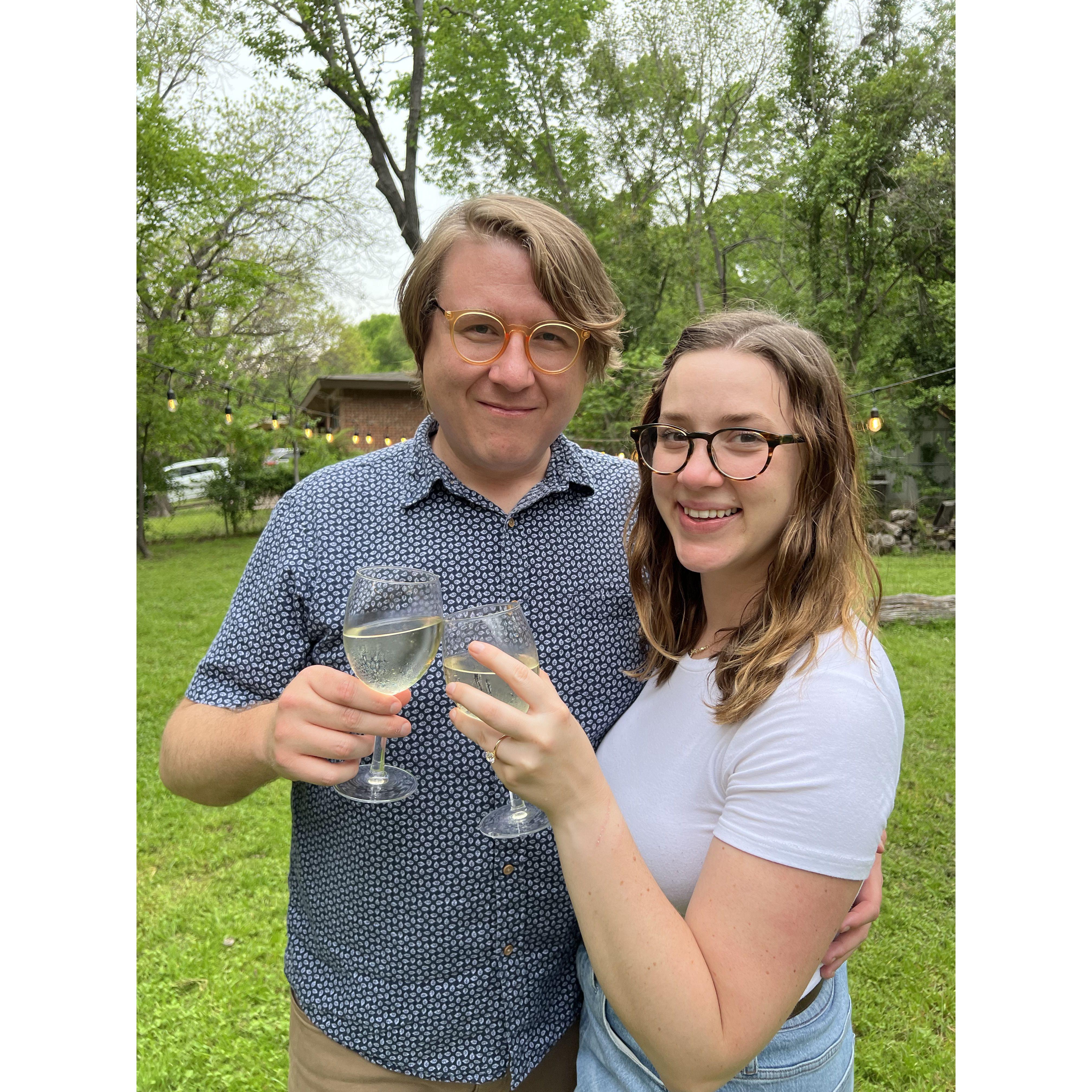 Moments after Nolan proposed, in our backyard - March 31 2024