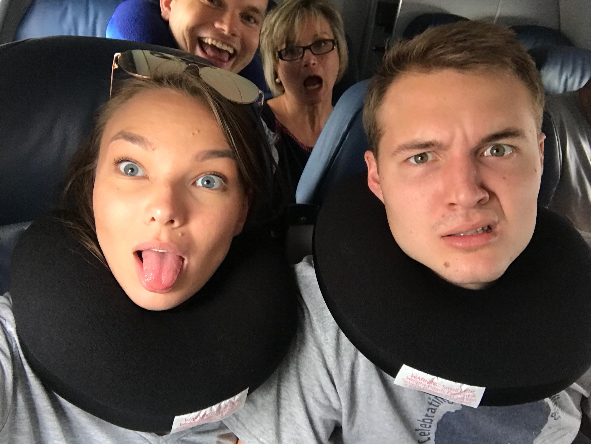 Their first plane ride to Canada!