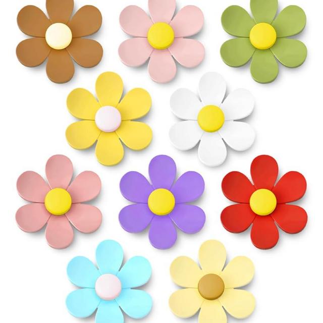 DIFIT 10 PCS 3D Flower Fridge Magnets Refrigerator, Cute Magnets for Refrigerator Magnets for Whiteboard, Colorful Whiteboard Magnets for Fridge, Decorative Magnets for Locker Kitchen Office (Large)