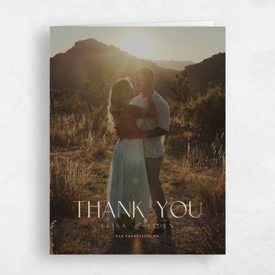 Classic Greige, Beige Wedding Thank You - Povera Photo