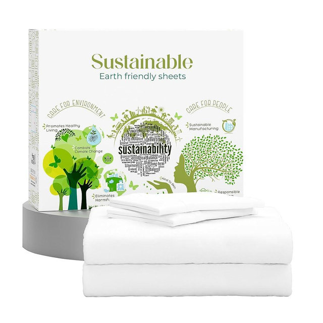 SUPREME ELEGANCE King Size Sheets Set – 400 Thread Count Natural 100% Cotton Percale Sheets King Bed Set, OekoTex Sustainable, Breathable Cooling Deep Pocket Sheet, Crisp Luxury Bedding, Snow White
