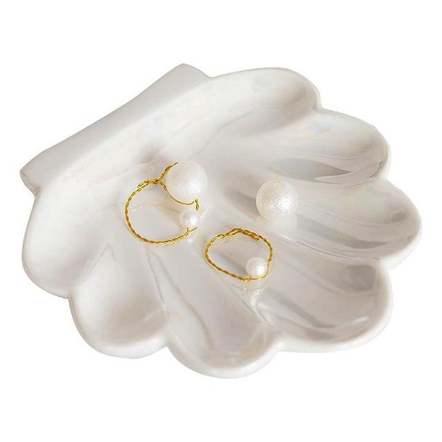 TIGERMILLION Shell Trinket Dish, Ceramic Ring Holder Dish, Jewelry Dish Trinket Tray, Cute Jewelry Organizer, Jewelry Plate Vanity Decorations Accessories, Decorative Tray for Home Décor Bathroom