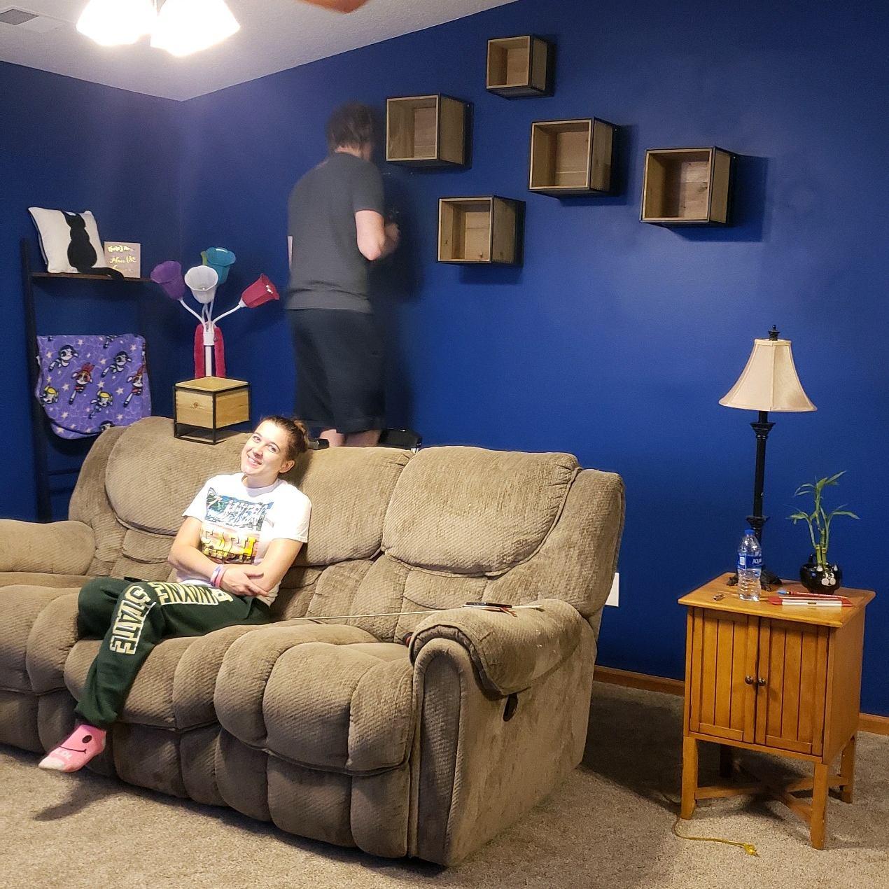 Me "helping" Bailey decorate his condo (I was just taking a quick break)
