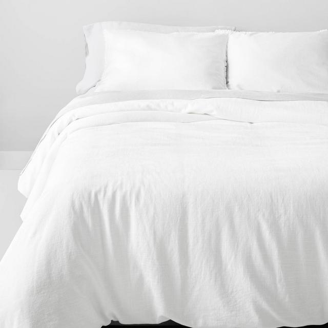 Full/Queen Heavyweight Linen Blend Comforter & Sham Set White - Casaluna™