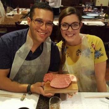 Trying Kobe Beef in Kobe, Japan.