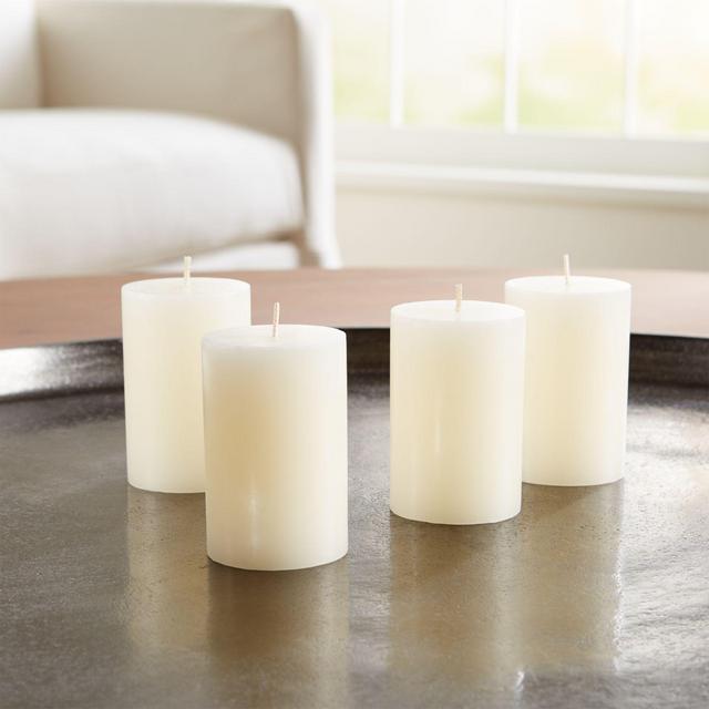 2"x3" Ivory Pillar Candles, Set of 4