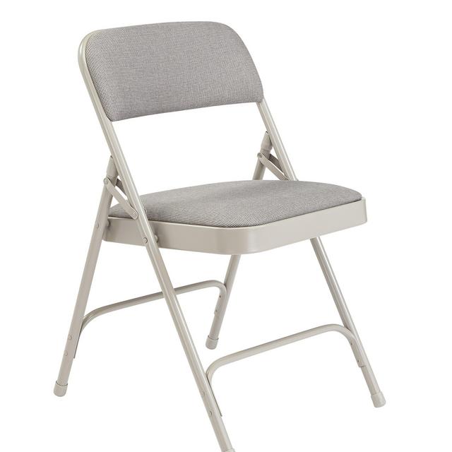 National Public Seating 2200 Series Steel Frame Upholstered Premium Fabric Seat and Back Folding Chair with Double Brace, 480 lbs Capacity, Model 2202 Graystone/Gray (Carton of 4)