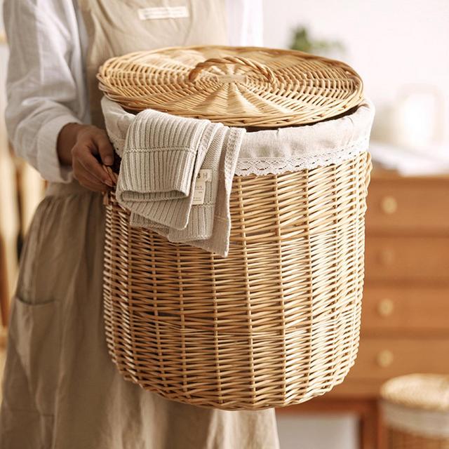 Large wicker laundry hamper with lid laundry basket kitchen storage food storageChristmas gifts Christmas gifts