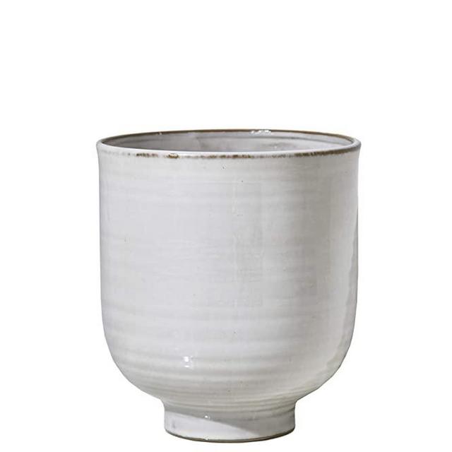 Serene Spaces Living Large Glazed Ceramic Pedestal Bowl- Centerpiece for Vintage Weddings, Events, Measures 7" Tall and 6.5" Diameter