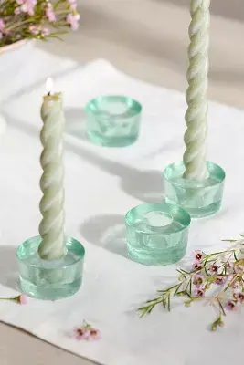 Minimalist Glass Taper Holders, Set of 4