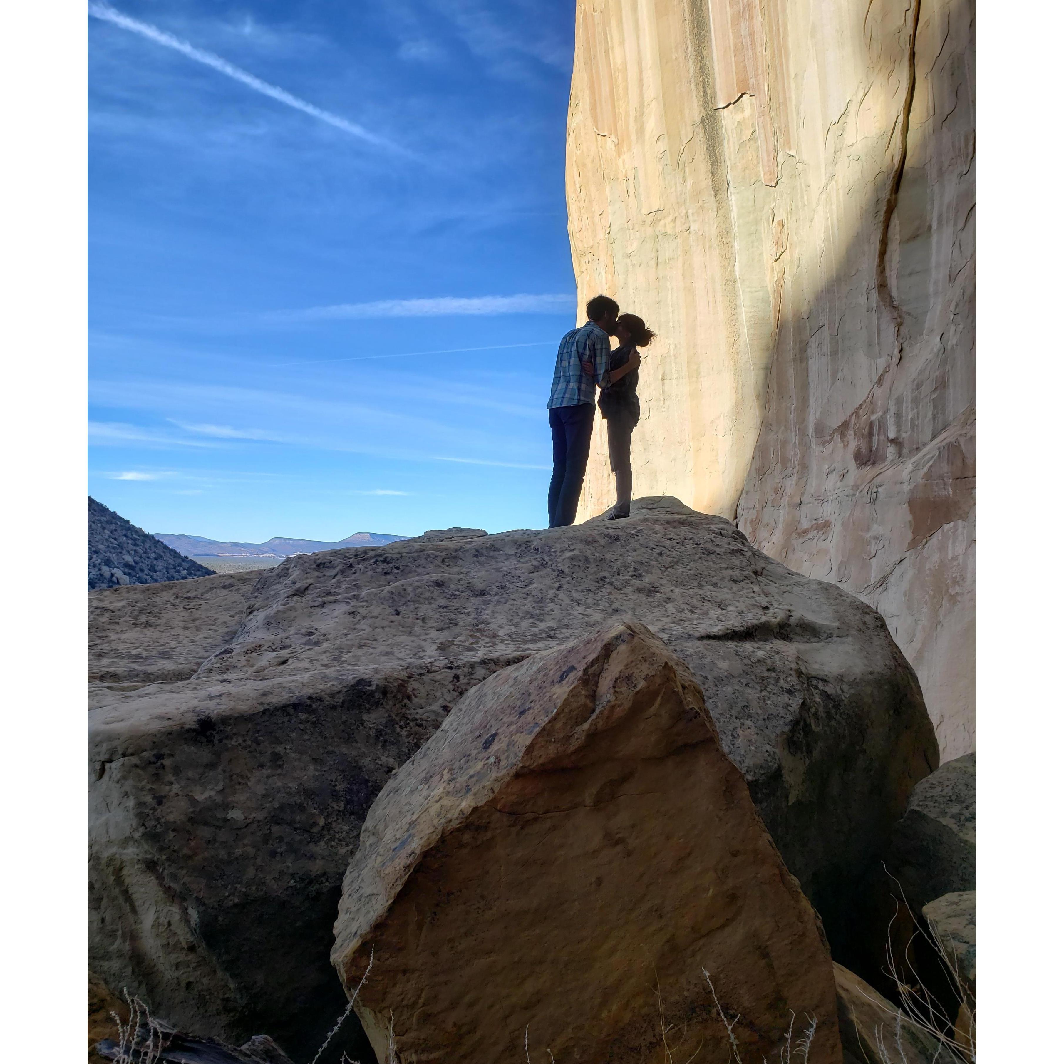 Celebrating being engaged at the La Ventana Arch