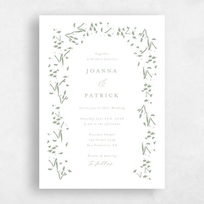 Sage, Green Wedding Invitation - Regal Portrait Letterpress