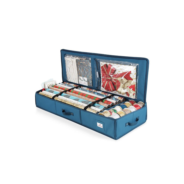Hearth & Harbor Christmas Wrapping Paper & Holiday Accessories Storage Container - Medium, Fits Up to 22 Rolls of 40"