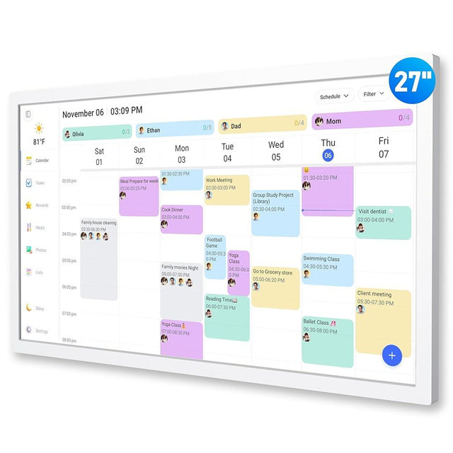 Digital Calendar – 27 Inch Electronic Wall Calendar & Chore Chart, Smart Family Organizer with Interactive Touchscreen Display, Wall Mount in Portrait or Landscape