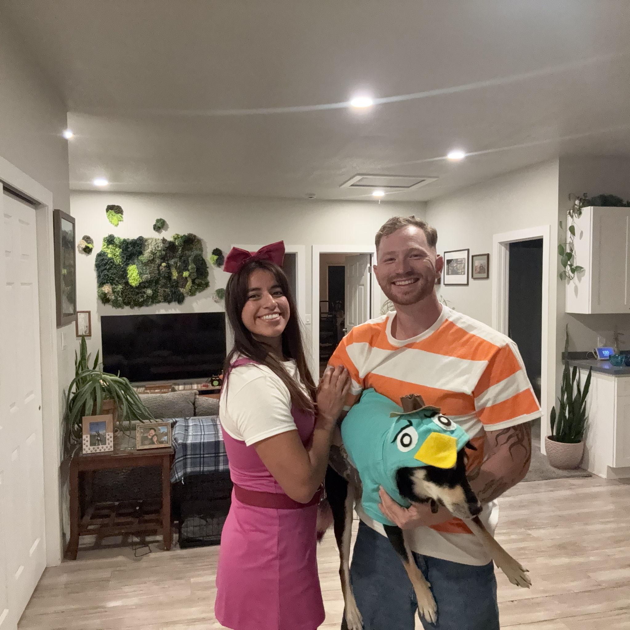 Isabela, Phineas, and Perry the Platypus.