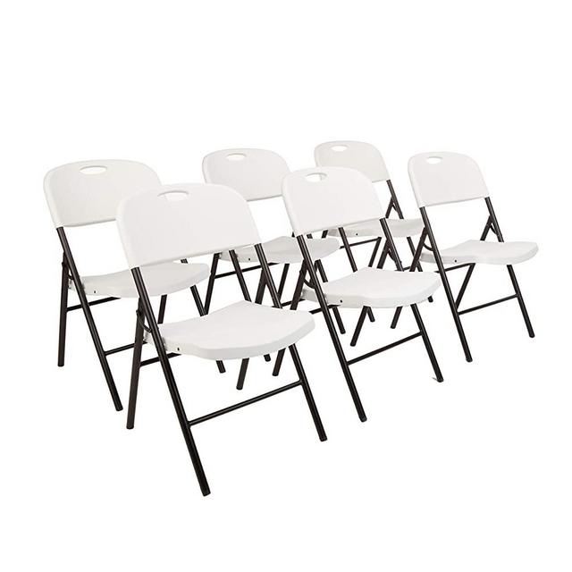 AmazonBasics Folding Plastic Chair, 350-Pound Capacity, White, 6-Pack