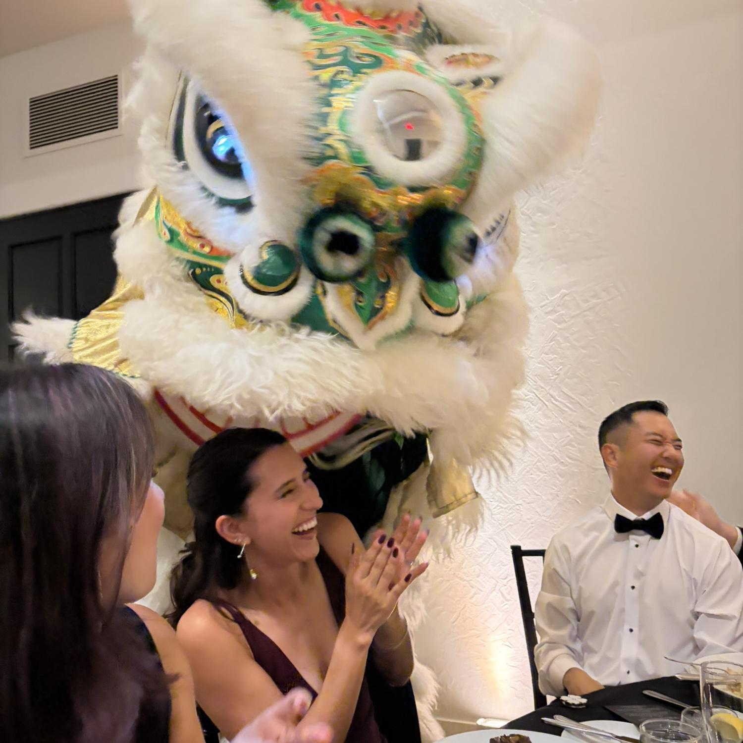 Up and personal with the Chinese Lion Dancers at Naponpon & Emerald’s wedding reception