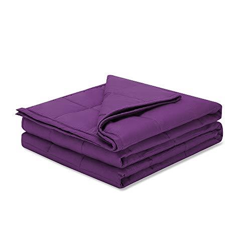 Weighted Idea Large Weighted Blanket King Size 25 lbs (80''x87'', 100% Cotton, Purple, Included A Cotton Cover)