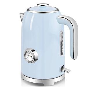 SUSTEAS Electric Kettle - 57oz Hot Tea Kettle Water Boiler with Thermometer, 1500W Fast Heating Stainless Steel Tea Pot, Cordless with LED Indicator, Auto Shut-Off & Boil Dry Protection, Blue