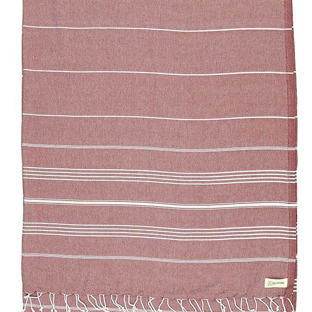Bersuse Towels Anatolia XL Beach Blanket Throw Blanket Turkish Towel 100% Cotton Extra-Large Quick-Dry Lightweight Premium Peshtemal Towel - 61x82 Inches, Burgundy