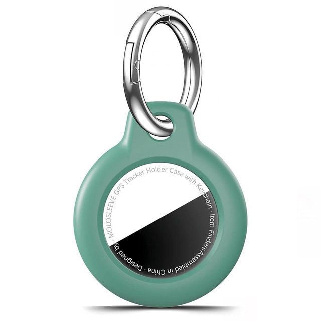 MOLOSLEEVE for Airtag Holder Case with Keychain, Shockproof GPS Cover Anti-Scratch Key Chain for Air Tags, for Airtag Accessories for GPS Item Tracker Cases for Bags, Luggages, Pine Green