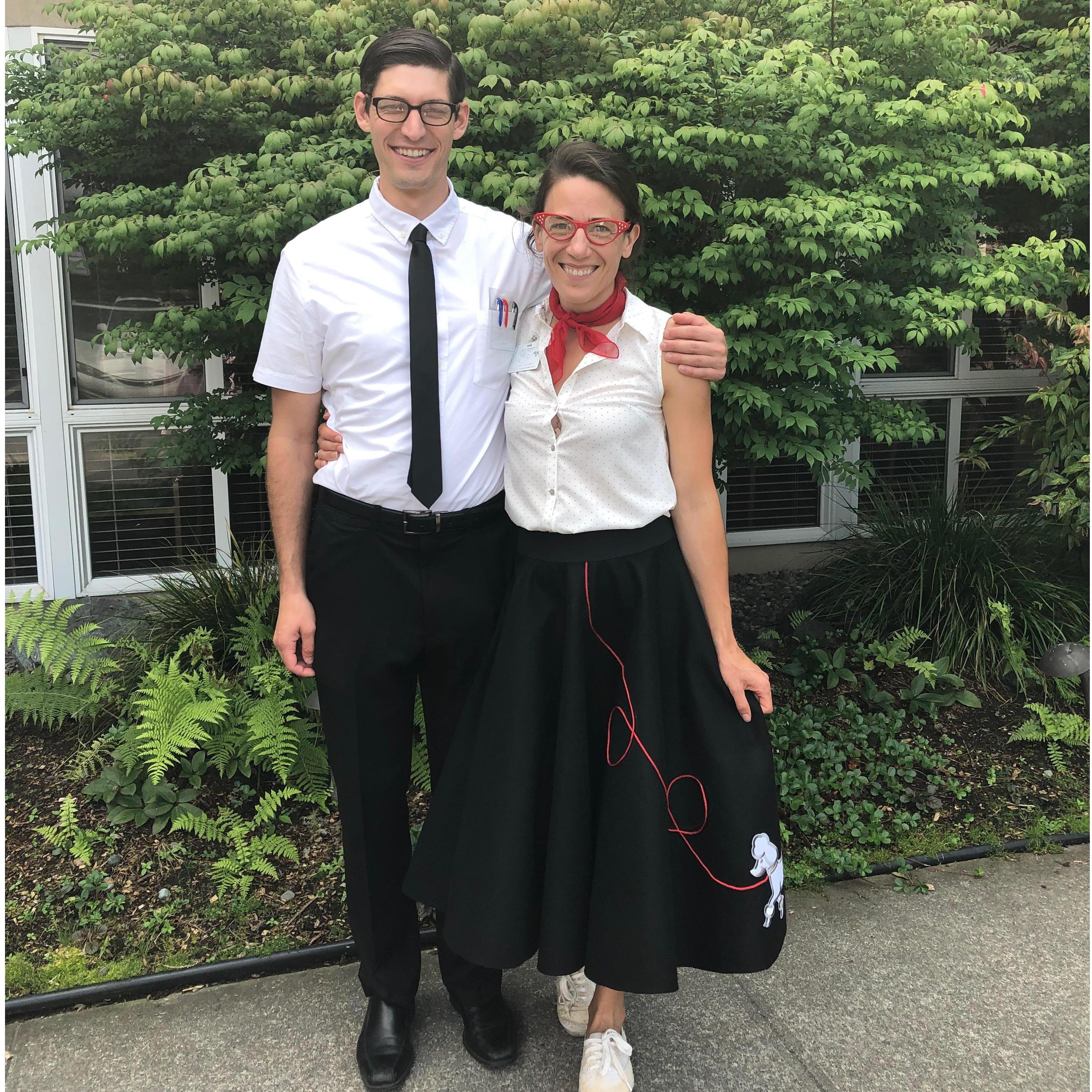 Ryan came to my company picnic in costume as a 1950s engineer - complete with pocket protector. The residents loved it and one even came up and said you look just like my husband did back then.