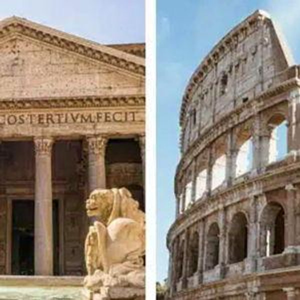 The Colosseum and Pantheon in Rome, Italy