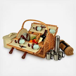 4-Person Willow Picnic Hamper with Blanket & Coffee Set