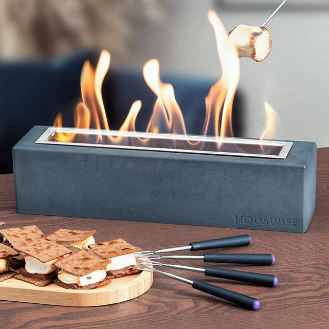 Houswise Tabletop Fire Pit, Small Portable Fire Pit, Indoor Smores Maker, Table Top Firepit, Small Fire Pit Bowl, Outdoor Indoor Fire Pit Tabletop, Indoor Fireplace, Mini Tabletop Fireplace