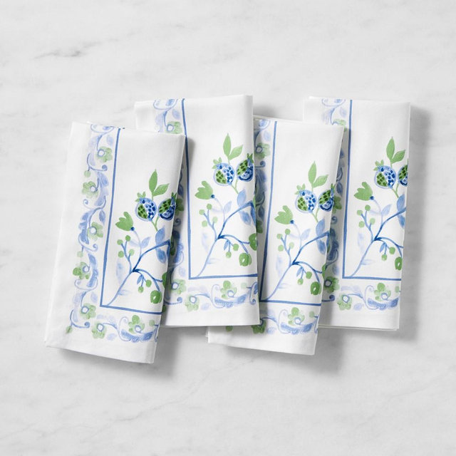 Painted Vine Napkins, Set of 4, Blue