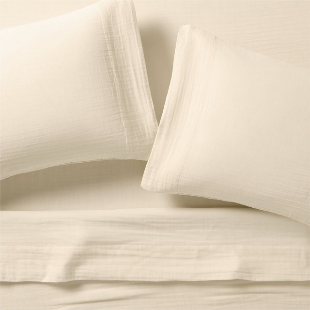 Organic Cotton Gauze Undyed Full Bed Sheet Set