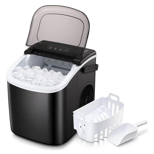Antarctic Star Countertop Ice Maker Portable Ice Machine with Handle,Self-Cleaning Ice Makers, 26Lbs/24H, 9 Ice Cubes Ready in 6 Mins for Home Kitchen Bar Party