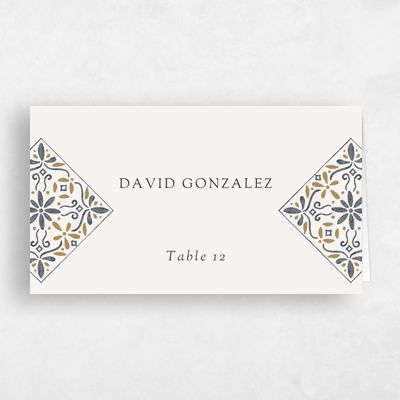 Dark Charcoal, Beige Wedding Place Card - Oluveri
