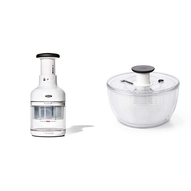 OXO Good Grips Vegetable Chopper, White & Good Grips Large Salad Spinner - 6.22 Qt, White