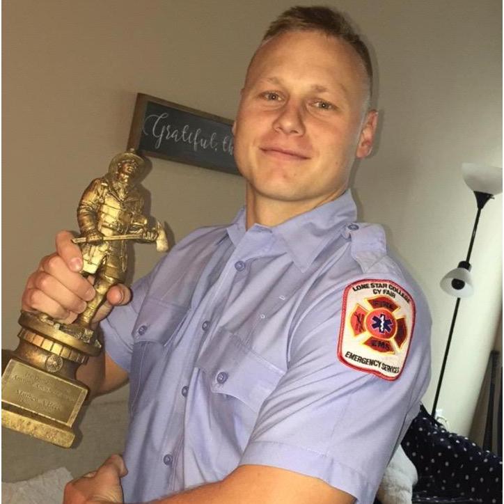 Matt received the 'Darnell Teamer Anytime Anywhere' award during his Fire Academy graduation ceremony!